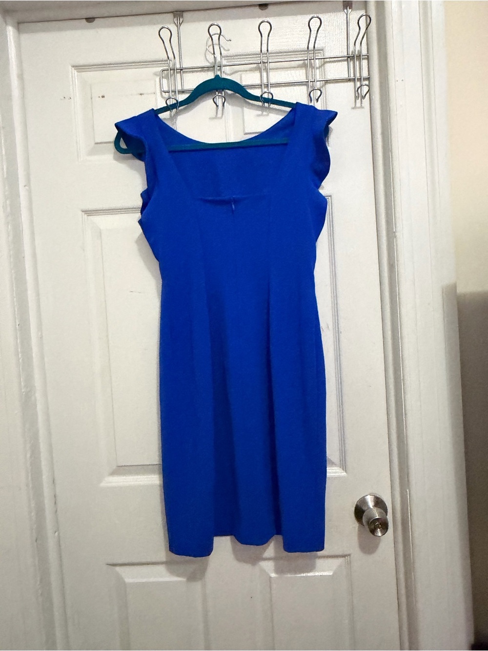 Calvin Klein Royal Blue Ruffle-Sleeve Midi Dress - Picture 2 of 3